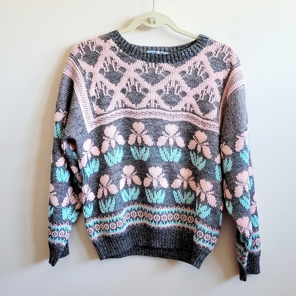 Vintage Rose Floral Pastel Sweater